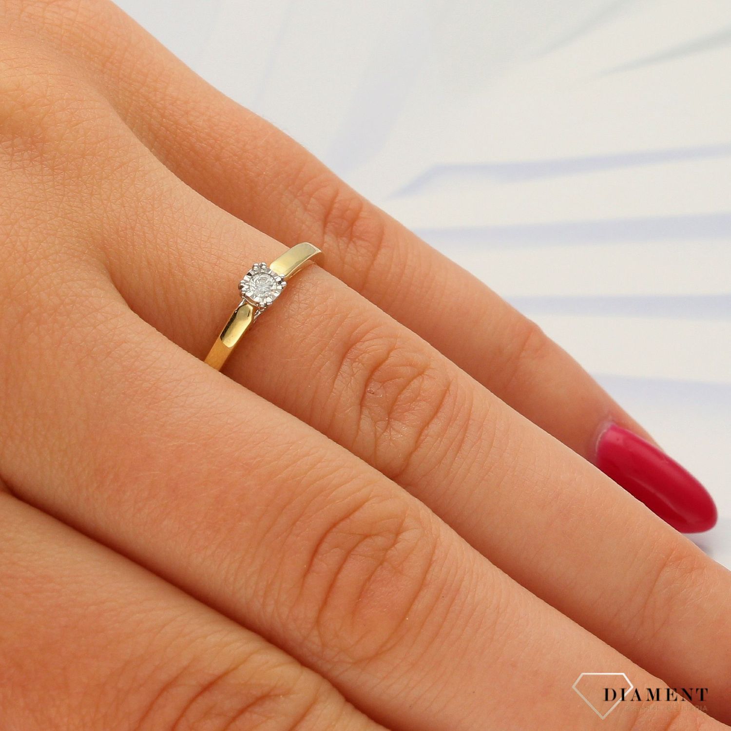 Pierścionek złoty DIAMENT 585, diamenty R 4436.jpg